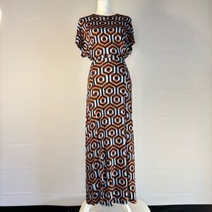 NWOT Retro Souvenir Italy Maxi Dress S - M • Cut-Out Back • Made in Italy
